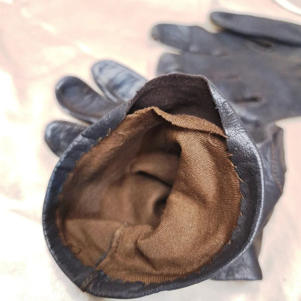 Warm Women's Black Leather Gloves with all cotton‎ lining size 6.5 (6-1/2)